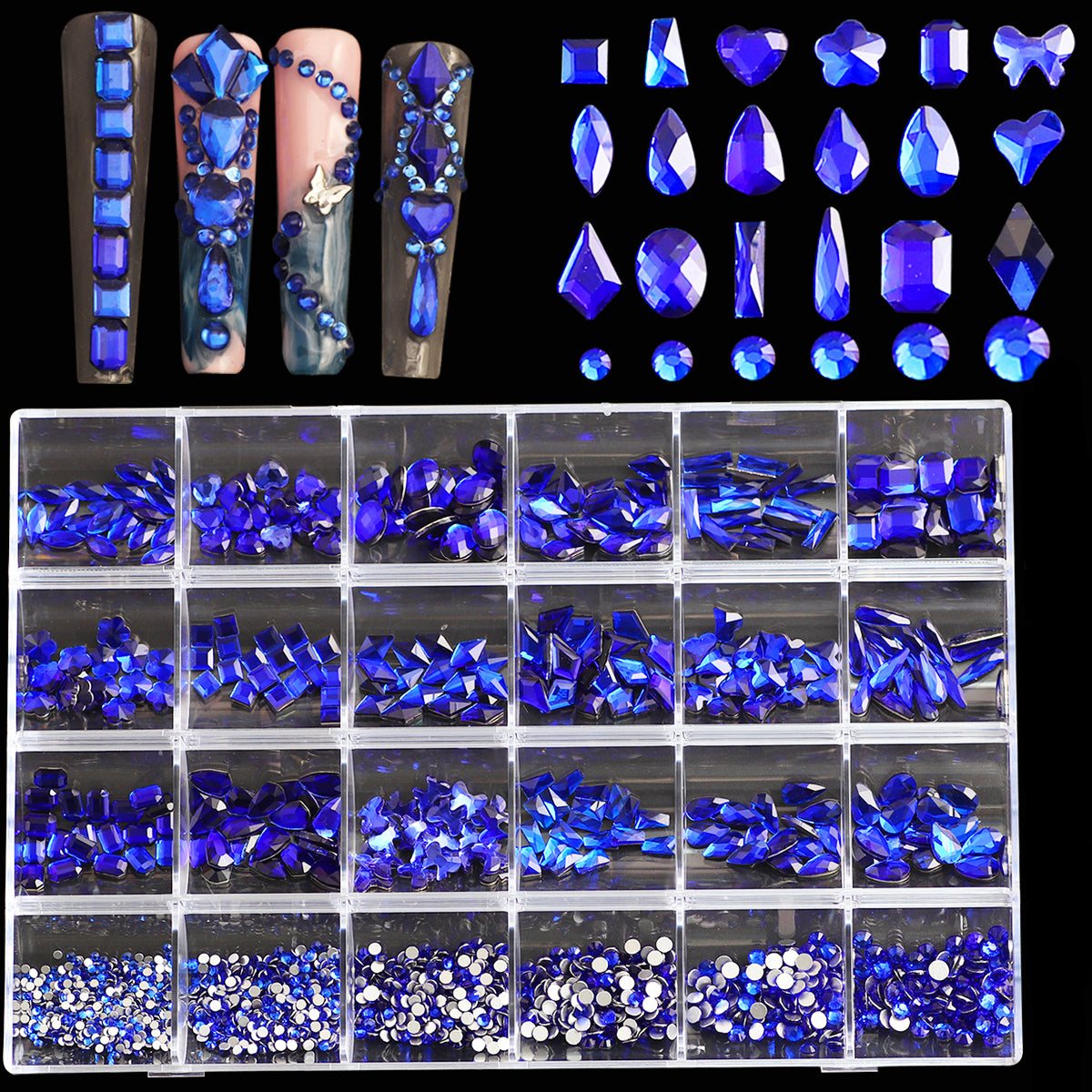 3D Nail Art Diamond Kit - 24 Multi-Shaped AB Crystal Gems & Accessories image 6