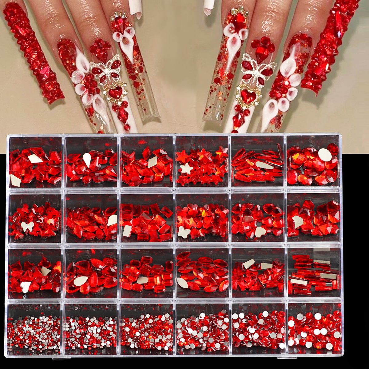 3D Nail Art Diamond Kit - 24 Multi-Shaped AB Crystal Gems & Accessories image 7