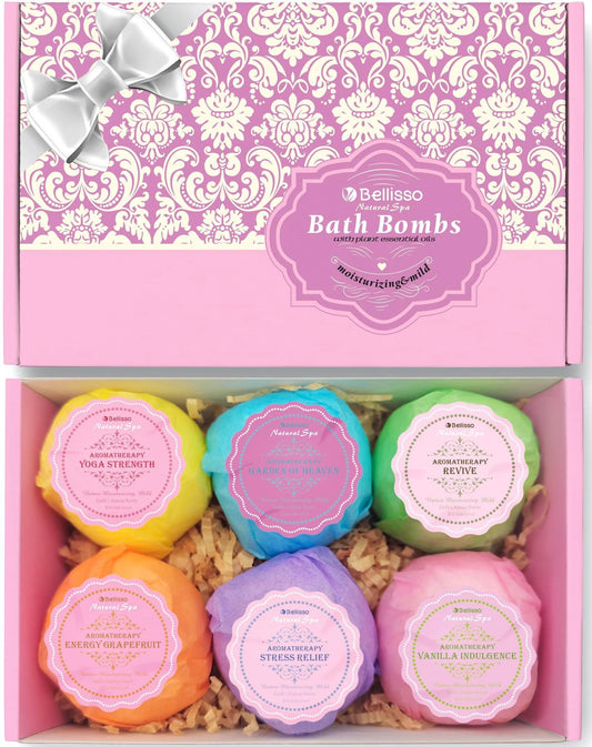 Bath Bombs Gift Set 6 Bubble Bath Fizzies (6 X 2Oz) with Natural Dead Sea