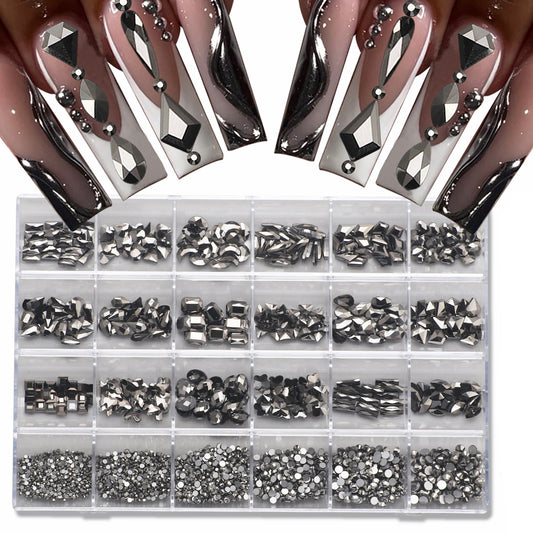 3D Nail Art Diamond Kit - 24 Multi-Shaped AB Crystal Gems & Accessories image 0