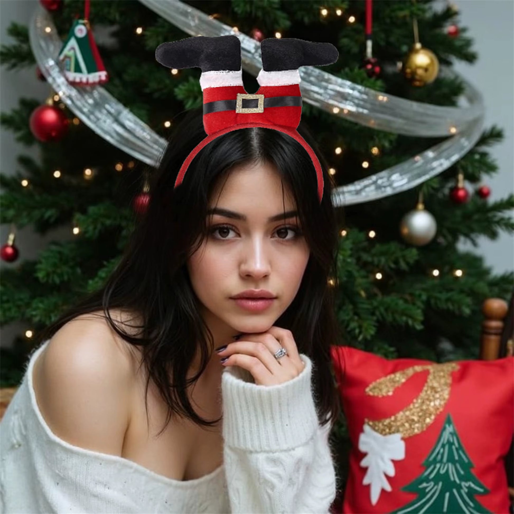 Festive Christmas Hairband for Women and Children - Holiday Headpiece with Secure Grip Accessory