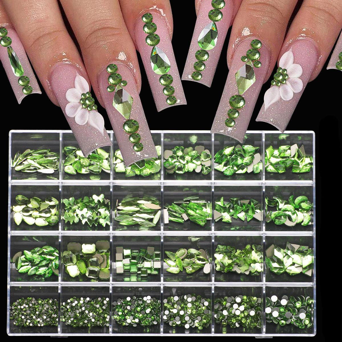 3D Nail Art Diamond Kit - 24 Multi-Shaped AB Crystal Gems & Accessories image 9
