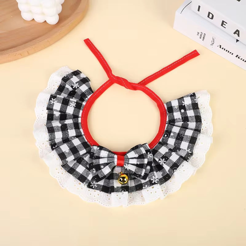 Festive Christmas Cat Collar with Jingle Bells - Washable Bandana Bib for Small Dogs and Cats
