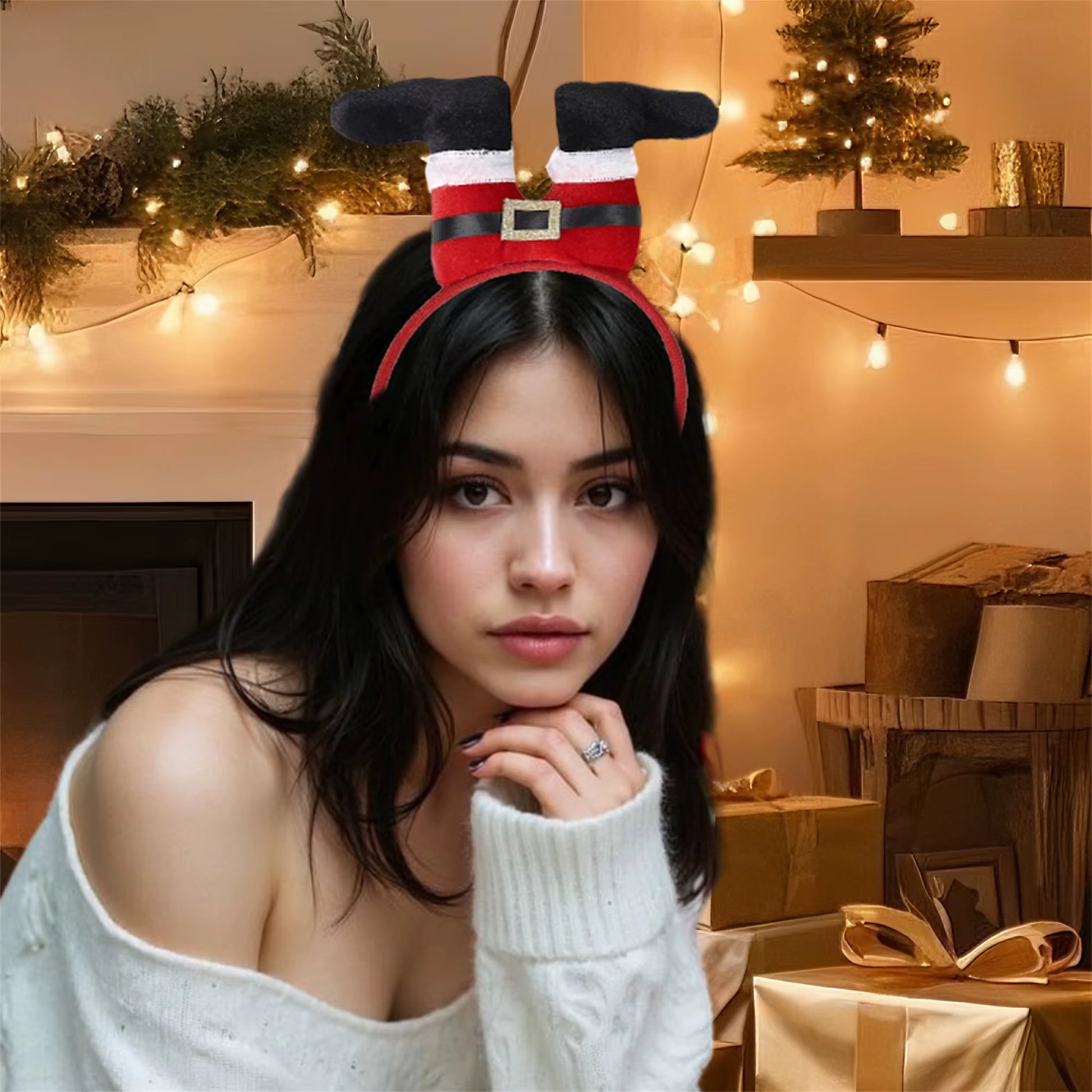 Festive Christmas Hairband for Women and Children - Holiday Headpiece with Secure Grip Accessory