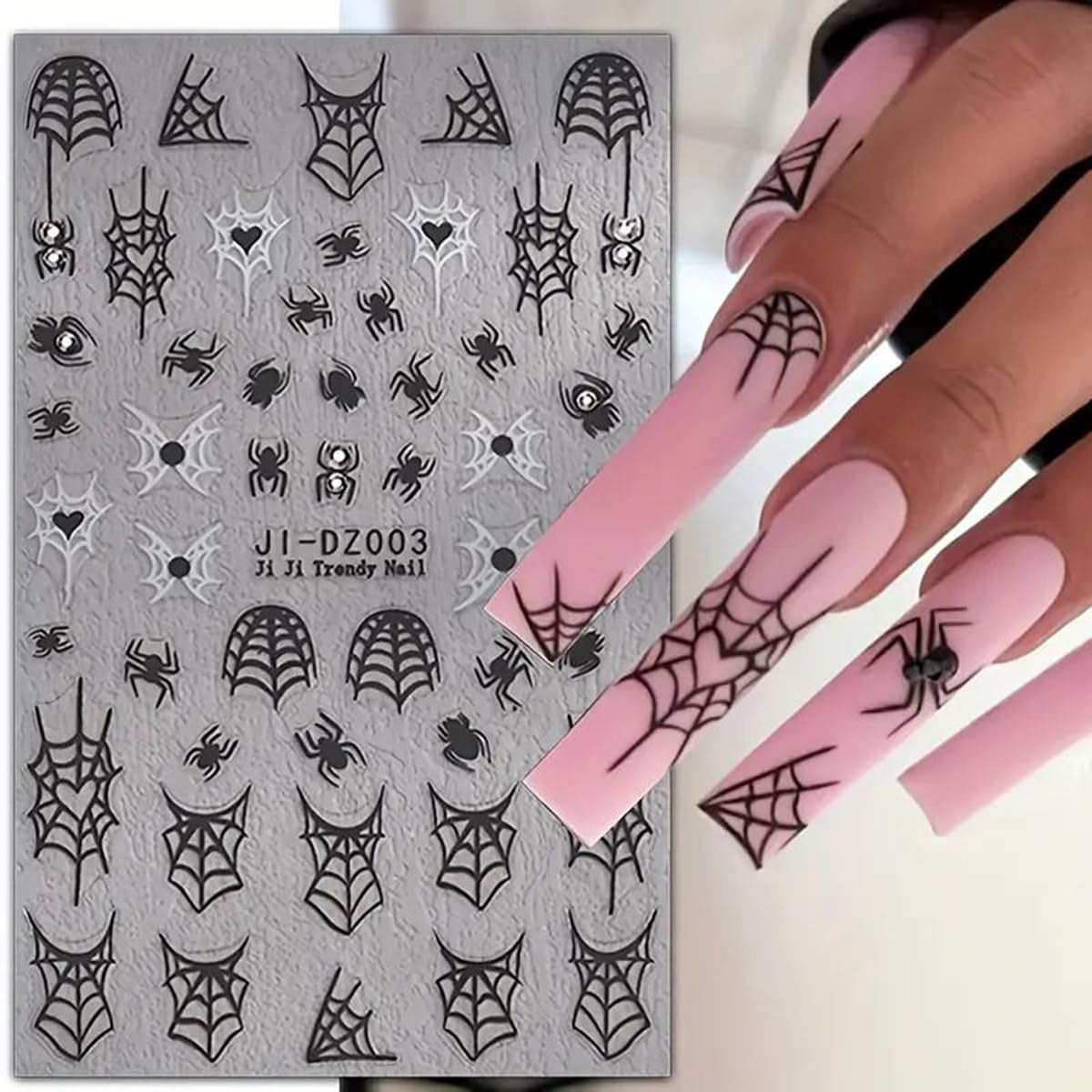 3D Halloween Nail Art Stickers with Rhinestones - Spider Web, Skull, Ghost Desig image 3