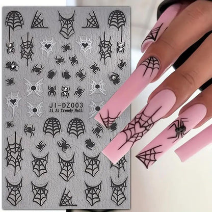 3D Halloween Nail Art Stickers with Rhinestones - Spider Web, Skull, Ghost Desig image 3