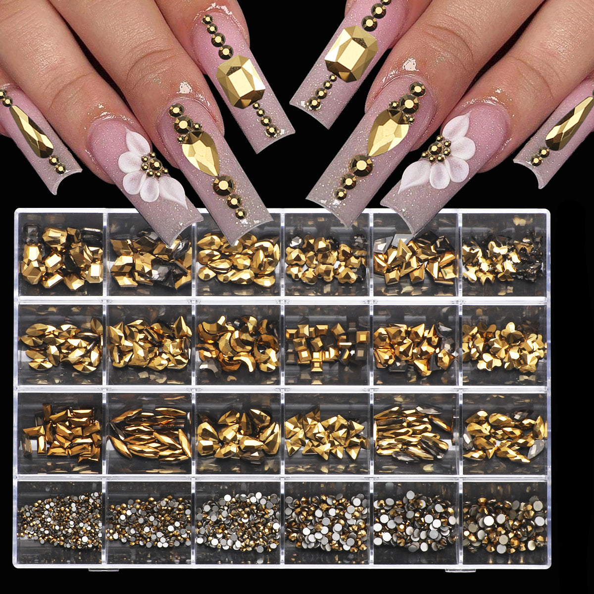 3D Nail Art Diamond Kit - 24 Multi-Shaped AB Crystal Gems & Accessories image 11