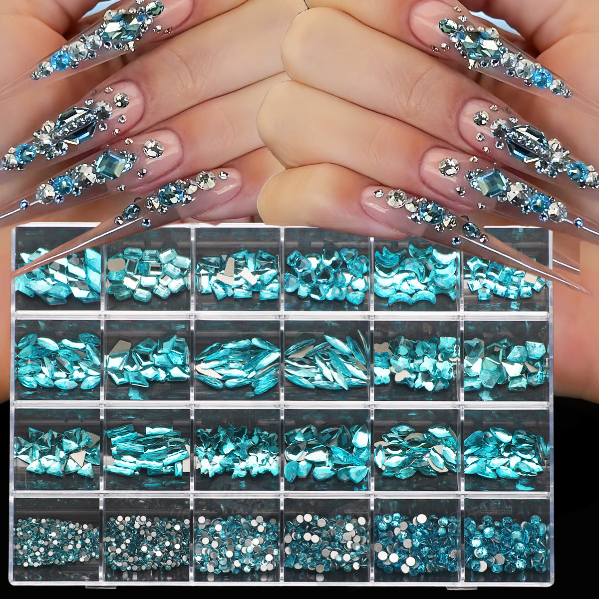3D Nail Art Diamond Kit - 24 Multi-Shaped AB Crystal Gems & Accessories image 8
