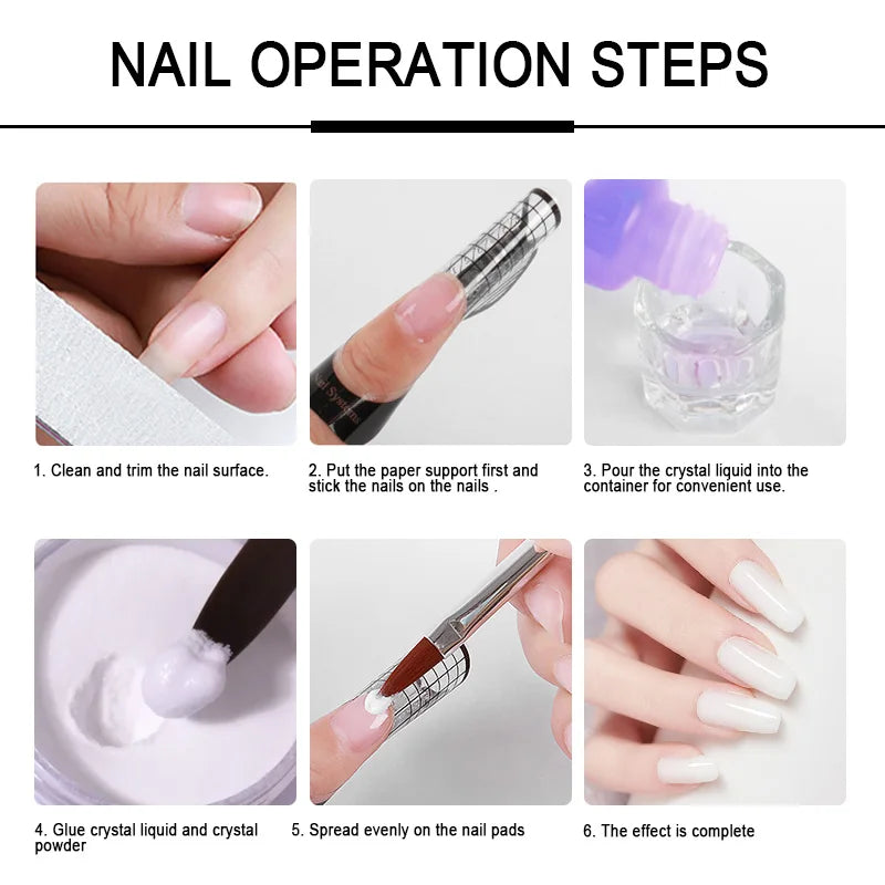 Acrylic Nail Kit for Nails Art All for Manicure Nail Acrylic Powder Liquid Professional Set for Extension Nail Carving Tips