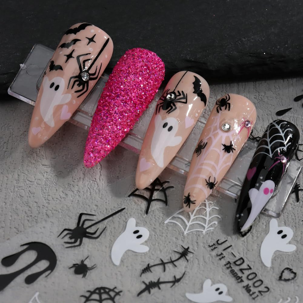 3D Halloween Nail Art Stickers with Rhinestones - Spider Web, Skull, Ghost Desig image 5