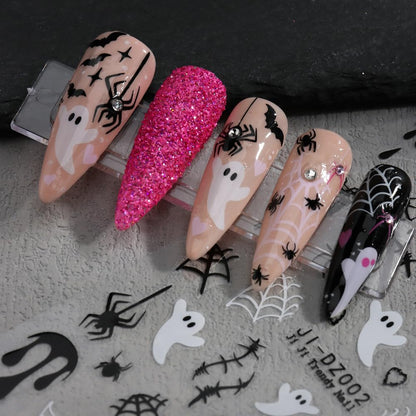 3D Halloween Nail Art Stickers with Rhinestones - Spider Web, Skull, Ghost Desig image 5