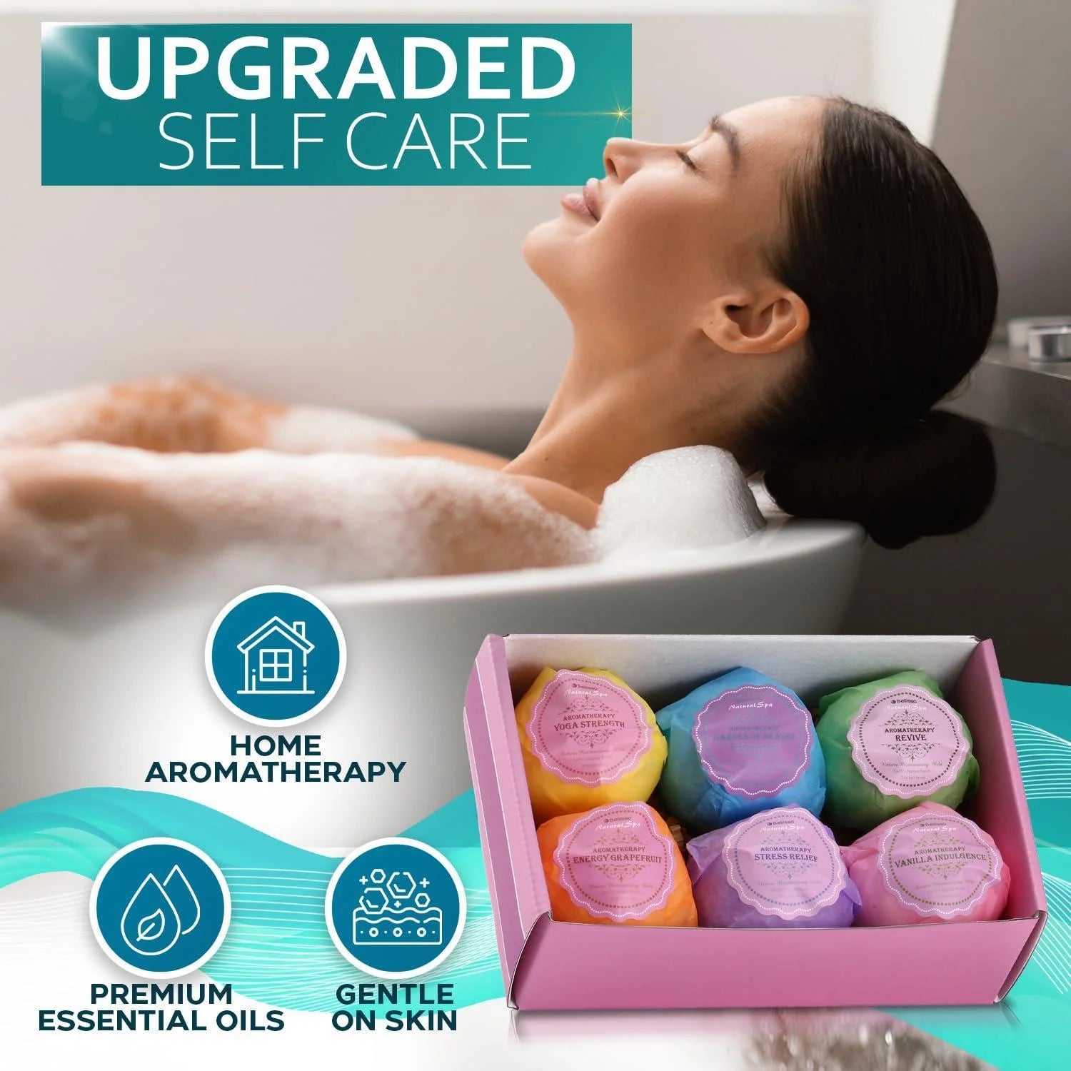 Bath Bombs Gift Set 6 Bubble Bath Fizzies (6 X 2Oz) with Natural Dead Sea