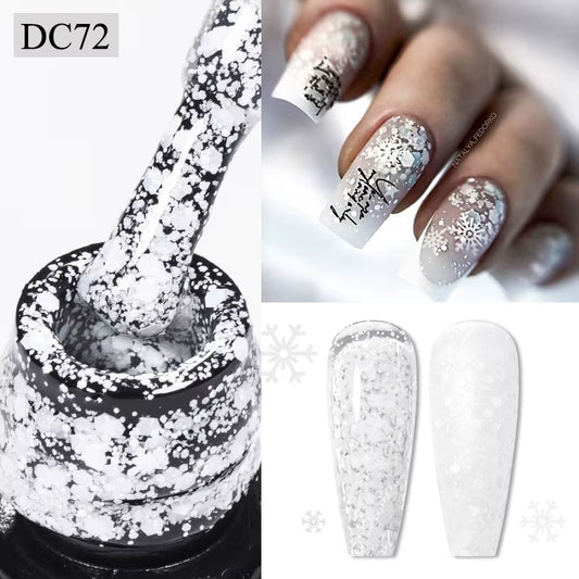 7Ml Snowflake Gel Nail Polish UV LED Semi Permanent Milky White Pink Glitter Snow Sequins Gel Nails Art Design Varnish Manicure