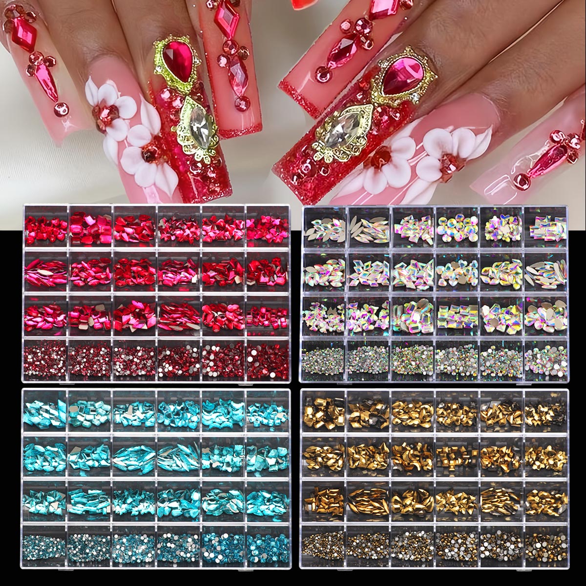 3D Nail Art Diamond Kit - 24 Multi-Shaped AB Crystal Gems & Accessories image 12